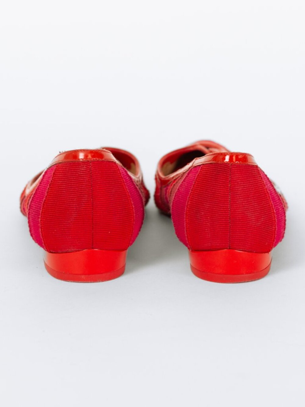 Vintage Ferragamo Red Ribbon Striped Flats - Size 5.5 - Picture 4 of 7